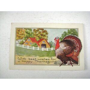 Thanksgiving Whitney Postcard Print Divided Back USA Embossed Turkey Crease